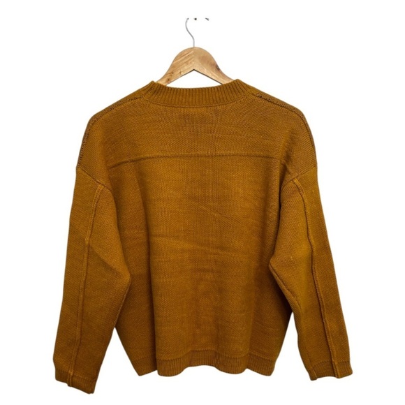 Ring Street Mustard Whiskey Bold Print Crew Neck Tight Knit Long Sleeve Sweater - Picture 2 of 9